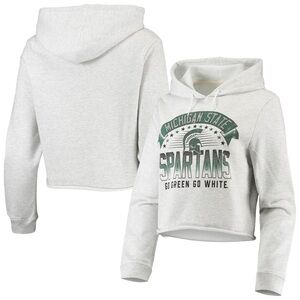 Michigan State Spartans Gray Cropped Hoodie